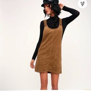 Corduroy Pinafore mini Dress Brown Corduroy Overalls jumpsuit romper 90s grunge